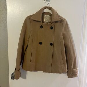Old Navy Women's Crop Camel Pea Coat